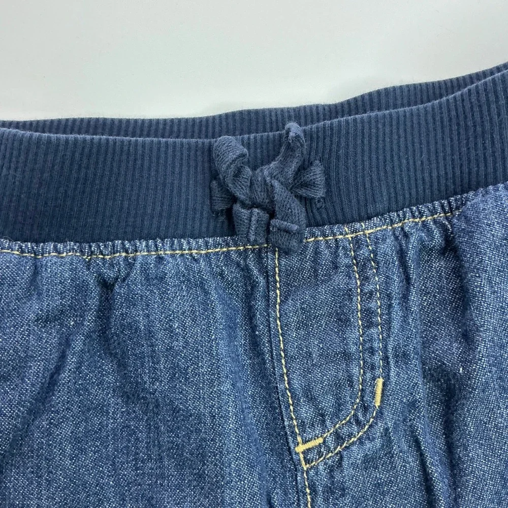 The Children's Place Blue Denim Shorts Kids Size 6 Heart Pockets Elastic Waist